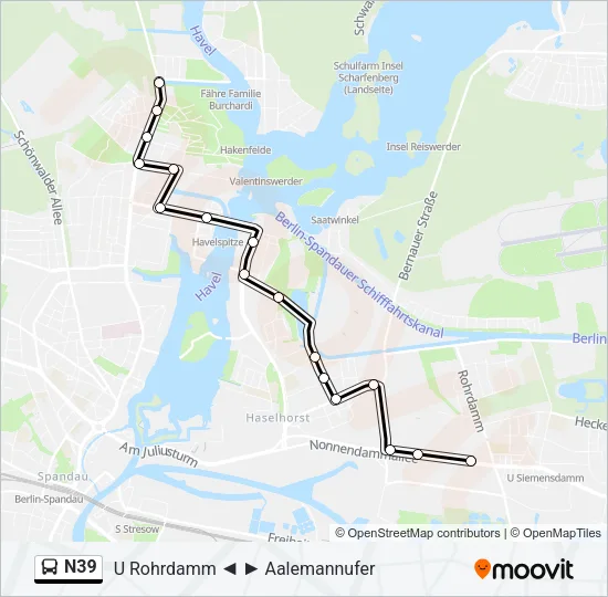 N39 Bus Line Map
