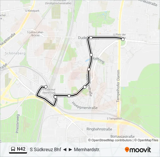 Автобус N42: карта маршрута