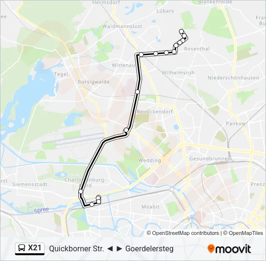 X21 Bus Line Map
