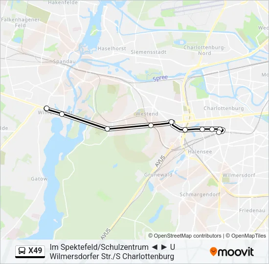 X49 Bus Line Map