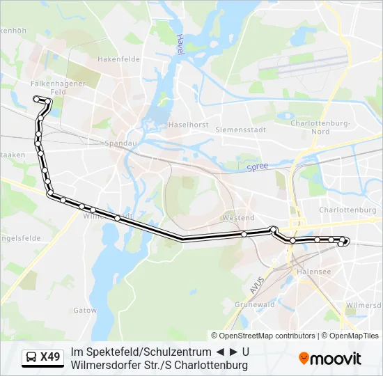 X49 Bus Line Map