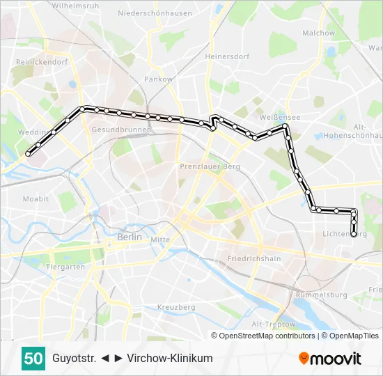 Трамвай 50: карта маршрута