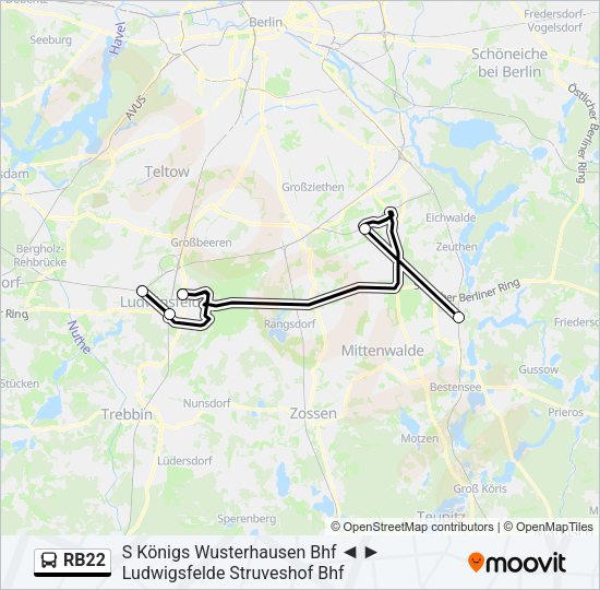 Автобус RB22: карта маршрута