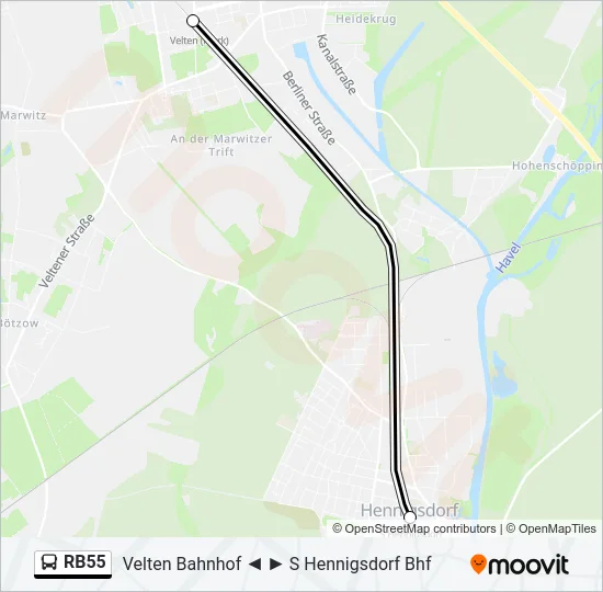 RB55 Bus Line Map
