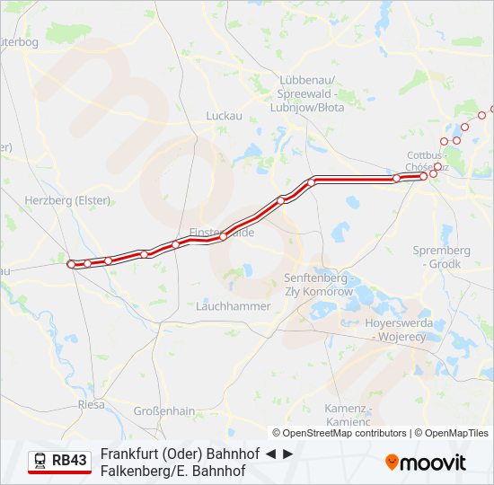 Поезд RB43: карта маршрута