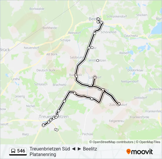 546 Bus Line Map