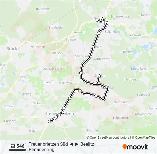 546 Bus Line Map