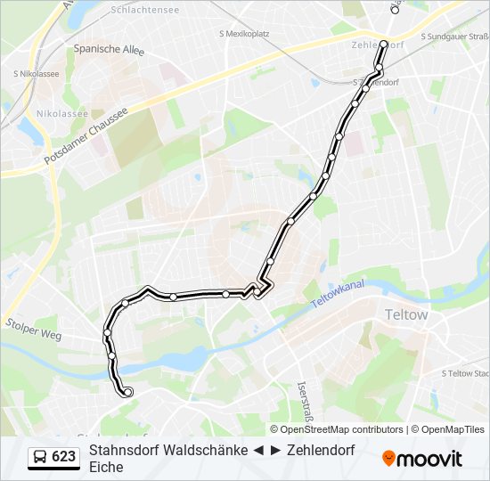 Автобус 623: карта маршрута