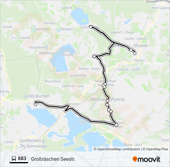Автобус 883: карта маршрута