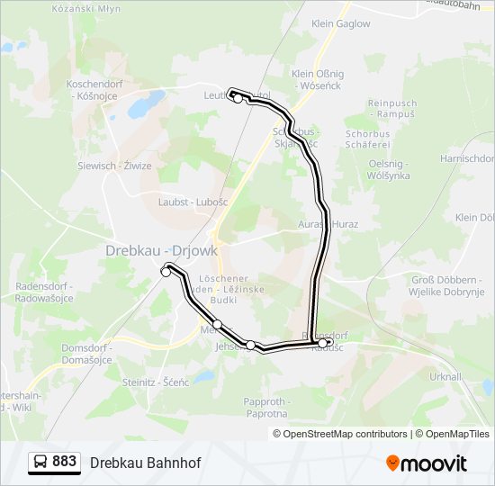 Автобус 883: карта маршрута