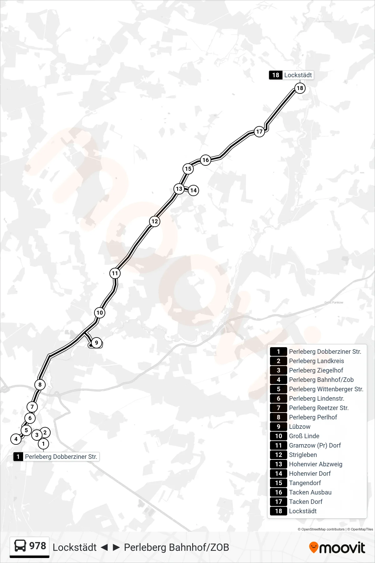 Linie 978 (Bus) Richtung Lockstädt: Route und Haltestellen auf der Karte