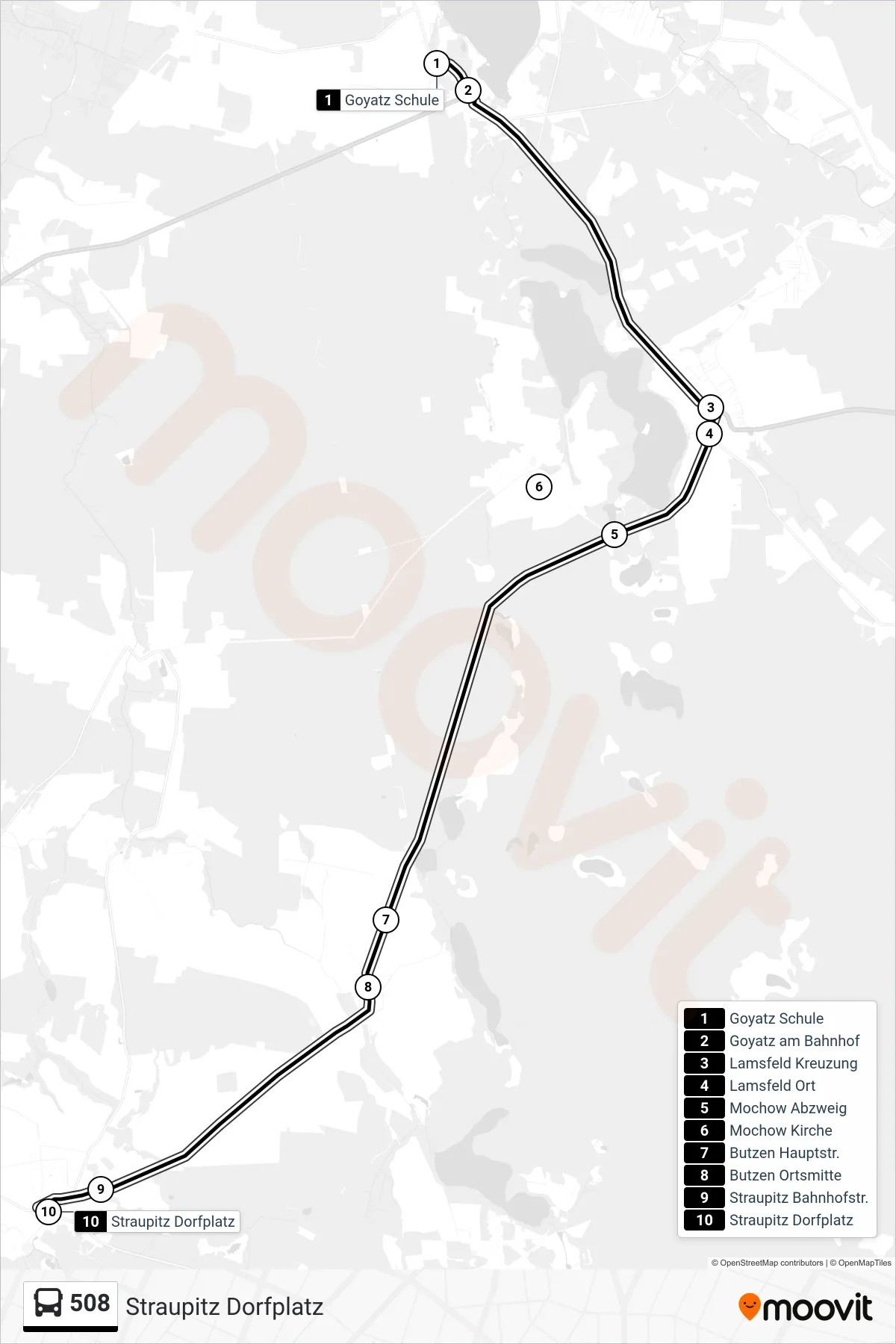 Linie 508 (Bus) Richtung Straupitz Dorfplatz: Route und Haltestellen auf der Karte