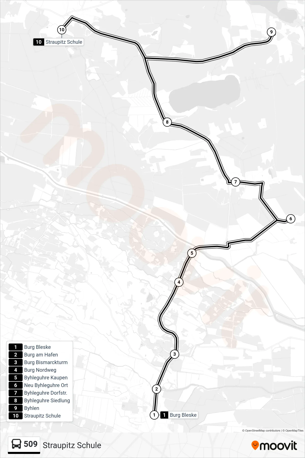 Linie 509 (Bus) Richtung Straupitz Schule: Route und Haltestellen auf der Karte