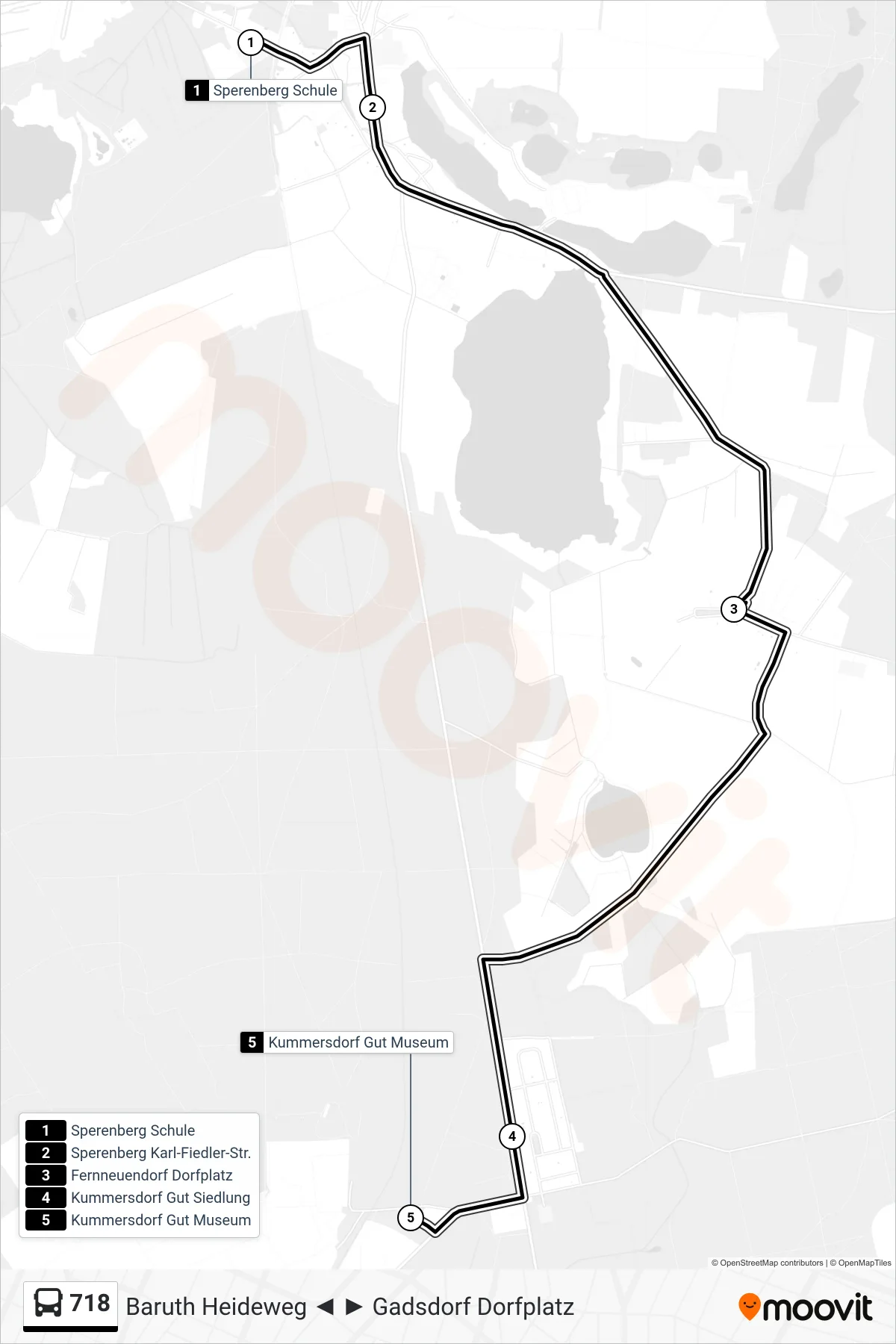 Linie 718 (Bus) Richtung Kummersdorf Gut Museum: Route und Haltestellen auf der Karte