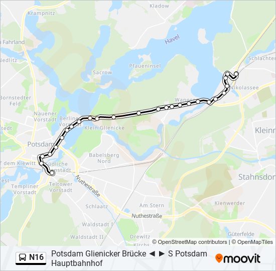 N16 bus Line Map