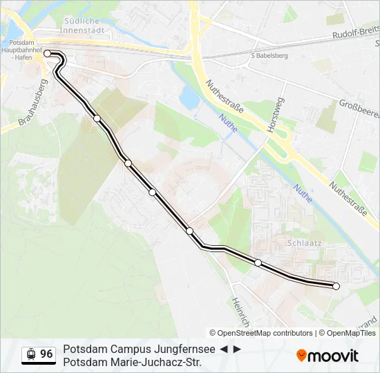 Трамвай 96: карта маршрута