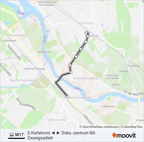 M17 bus Line Map