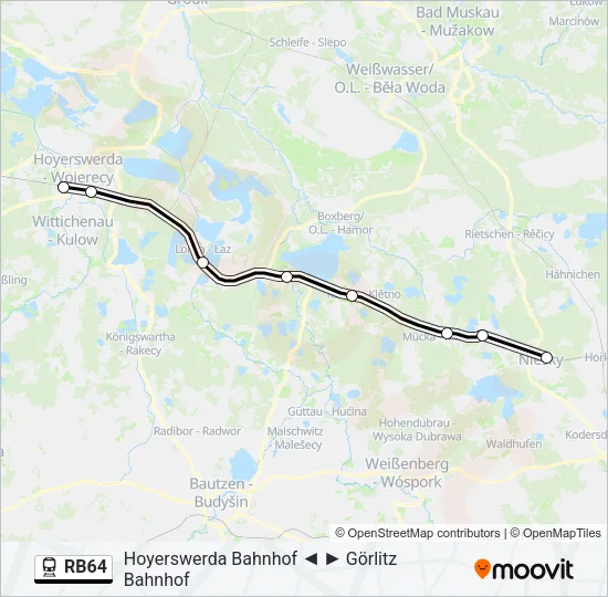 Поезд RB64: карта маршрута