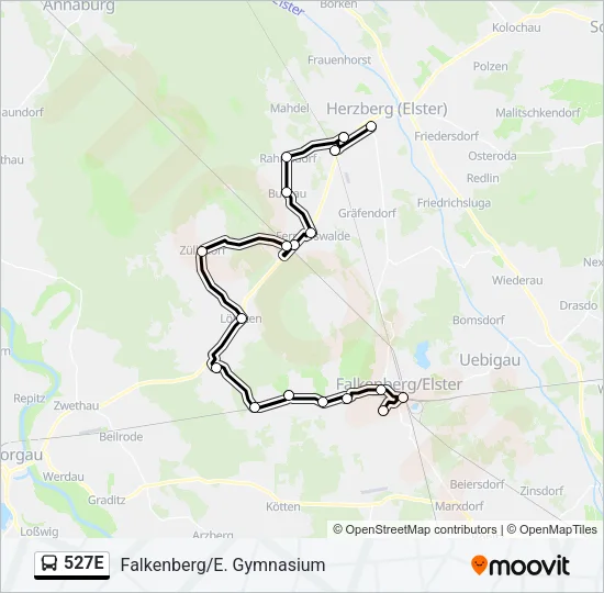 527E Bus Line Map