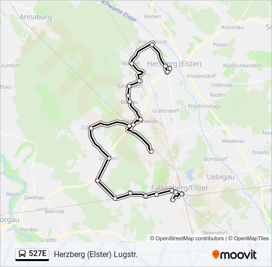 527E bus Line Map