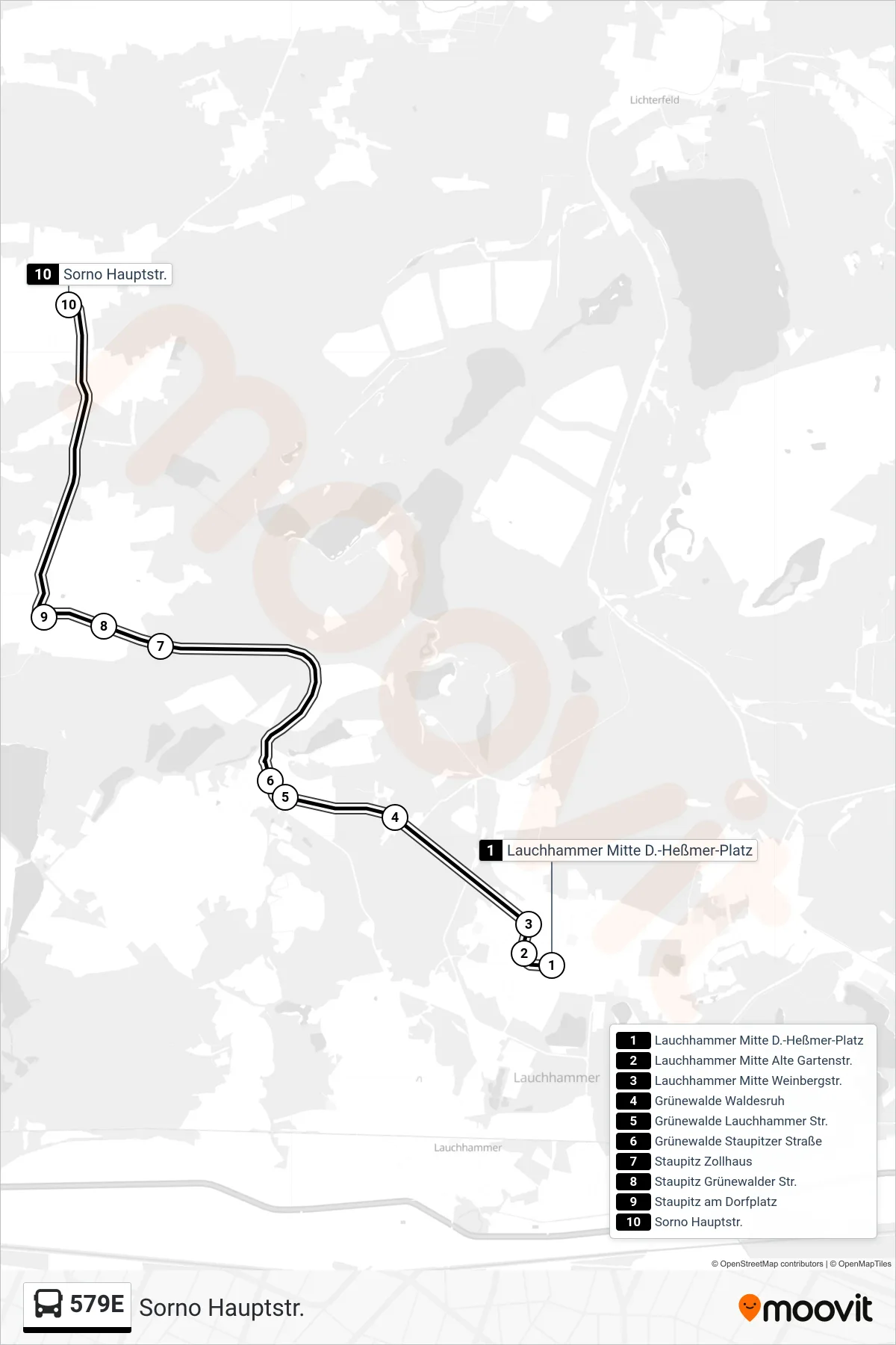 Linie 579E (Bus) Richtung Sorno Hauptstr.: Route und Haltestellen auf der Karte