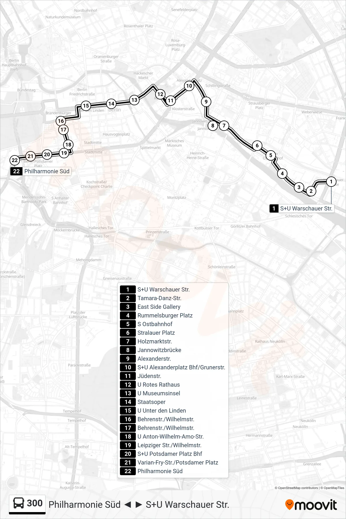 Linie 300 (Bus) Richtung Philharmonie Süd: Route und Haltestellen auf der Karte