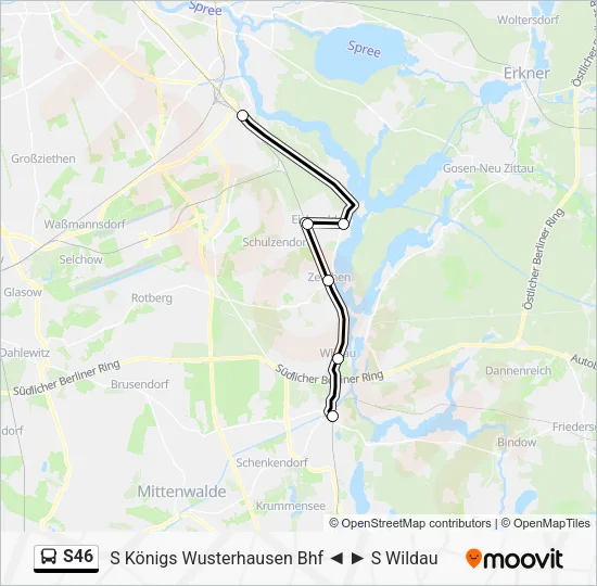 Автобус S46: карта маршрута