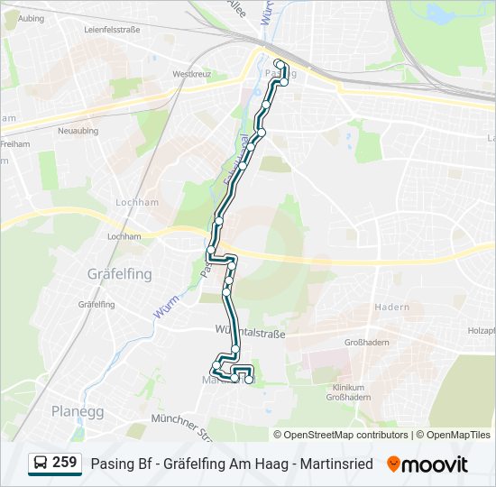 259 bus Line Map