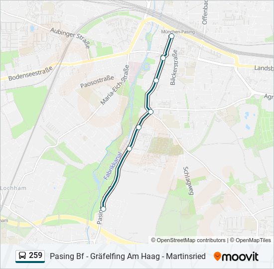 259 bus Line Map