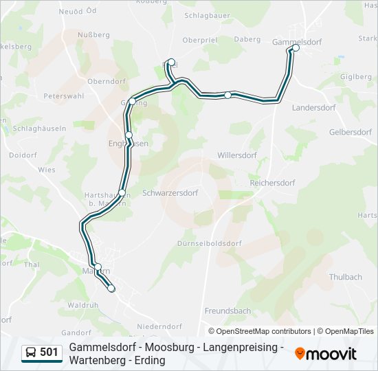 501 bus Line Map