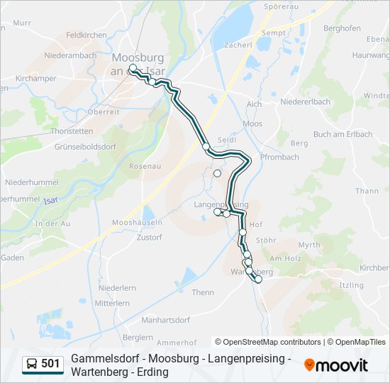 501 bus Line Map