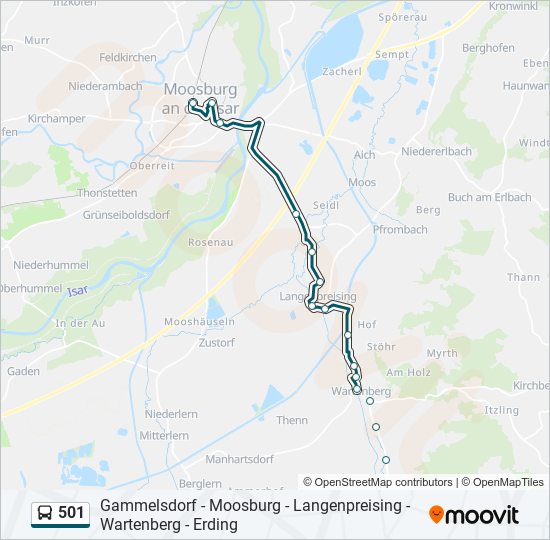 501 bus Line Map