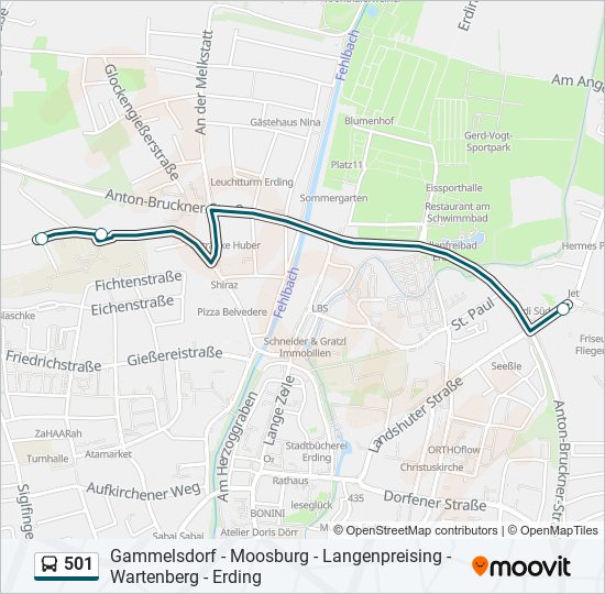 501 bus Line Map