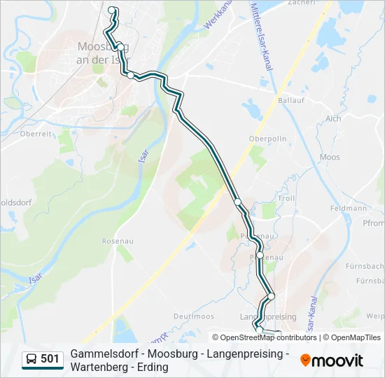 501 Bus Line Map