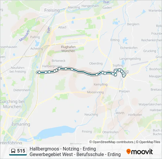 Автобус 515: карта маршрута