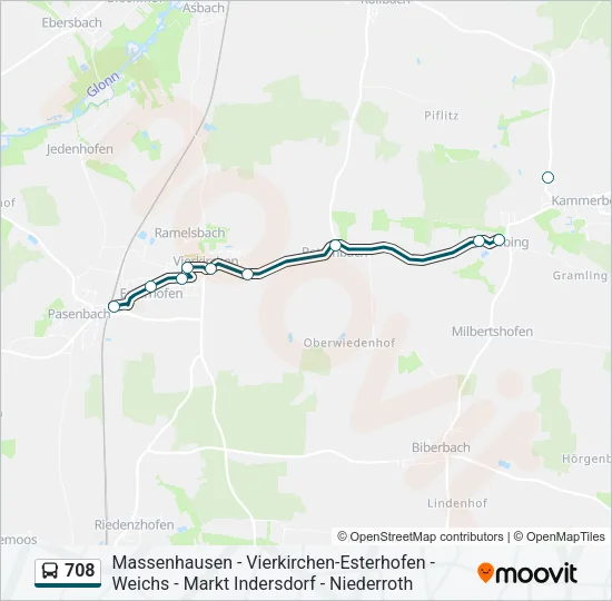 708 Bus Line Map