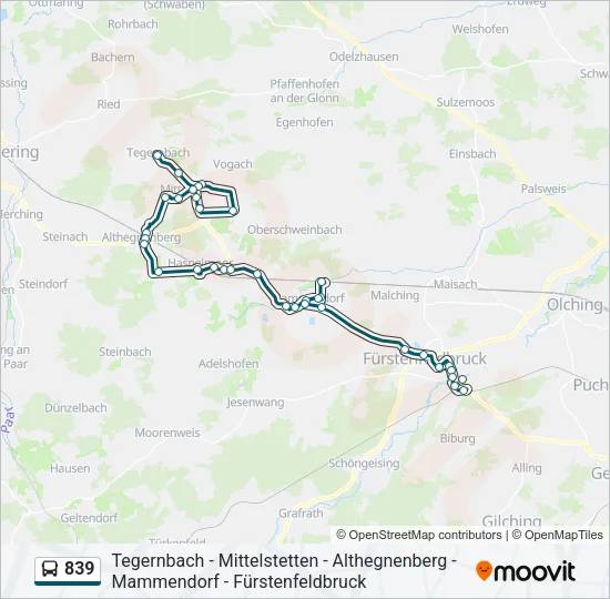 Автобус 839: карта маршрута