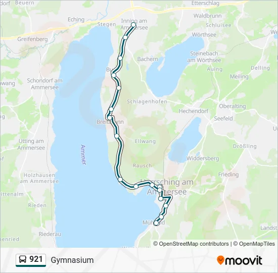 Автобус 921: карта маршрута