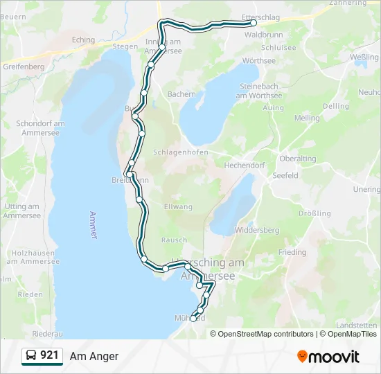 Автобус 921: карта маршрута