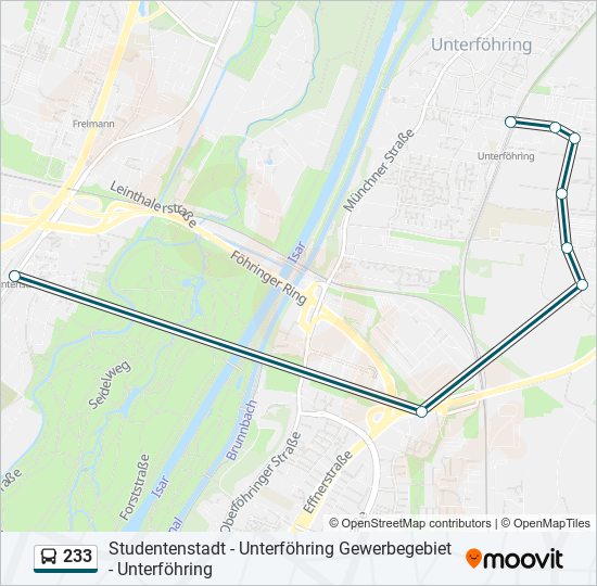 233 bus Line Map