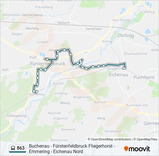 863 bus Line Map