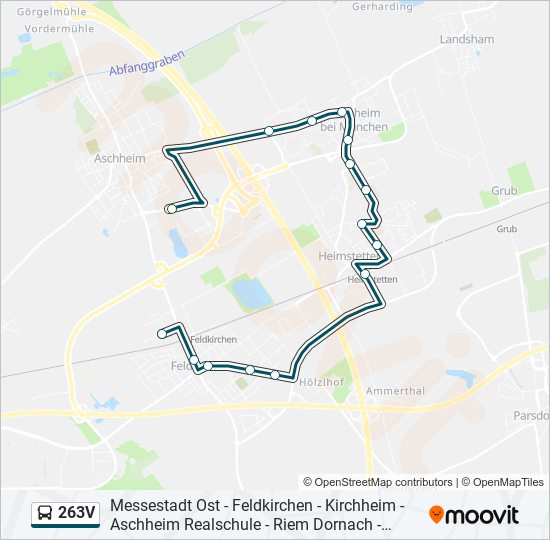 Автобус 263V: карта маршрута