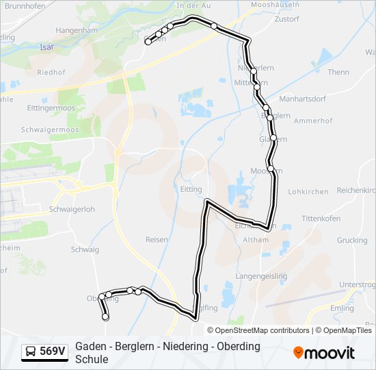 Автобус 569V: карта маршрута