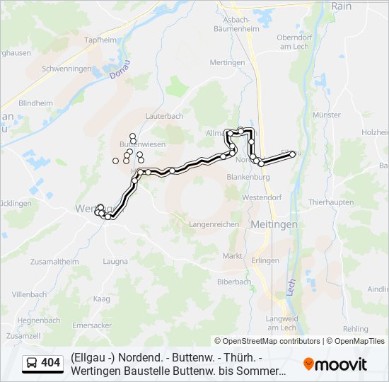 404 bus Line Map