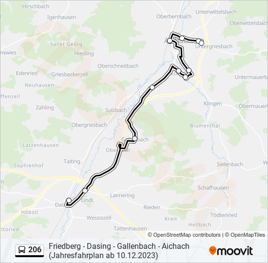 206 Route: Schedules, Stops & Maps - Dasing, Bahnhof (Updated)