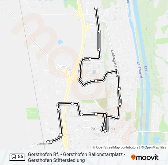 55 Bus Line Map