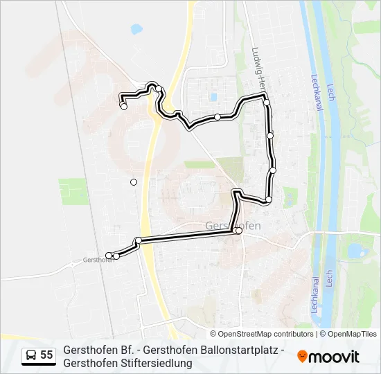 55 Bus Line Map