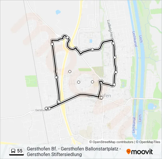55 Bus Line Map