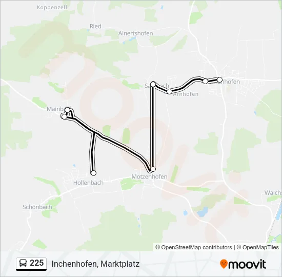 Автобус 225: карта маршрута