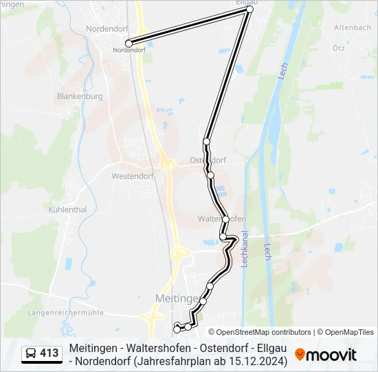 413 Bus Line Map